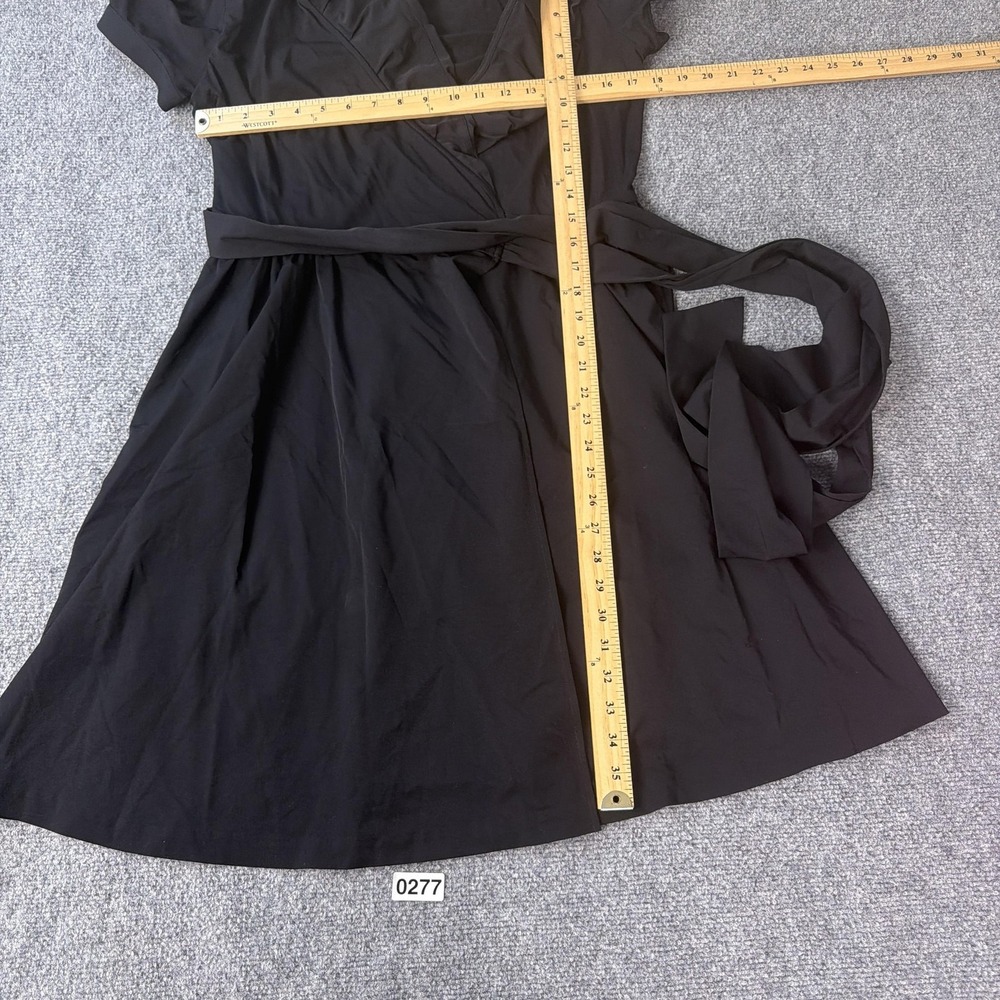 Diane Von Furstenberg Wrap Dress Womens 8 Black Ruffle Fit & Flare Belted - Picture 5 of 10